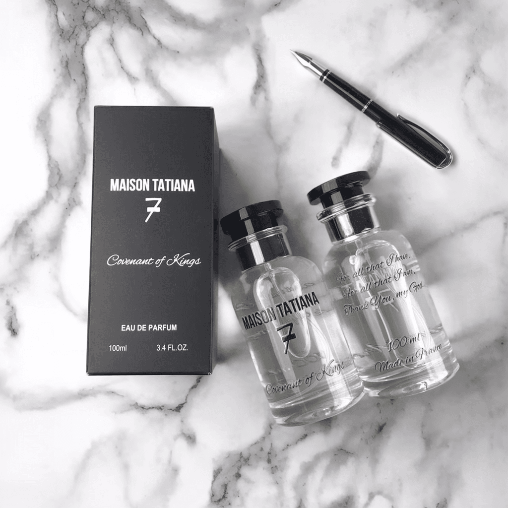 Covenant of Kings perfume on a marble background